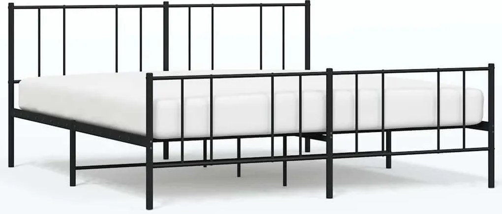 vidaXL Cadru pat metalic cu tăblii de cap/picioare, negru, 193x203 cm