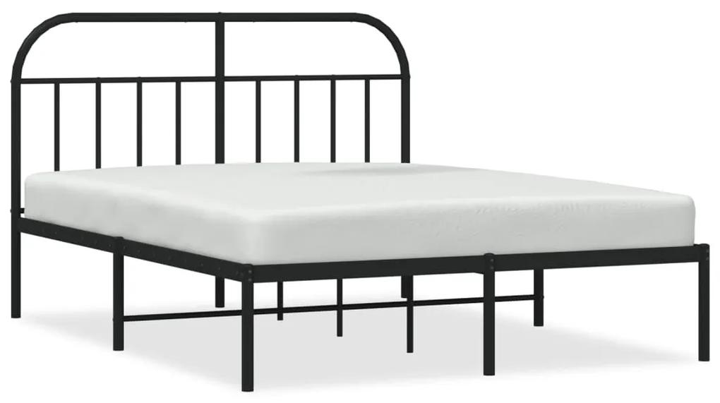 353636 vidaXL Cadru de pat metalic cu tăblie, negru, 140x200 cm