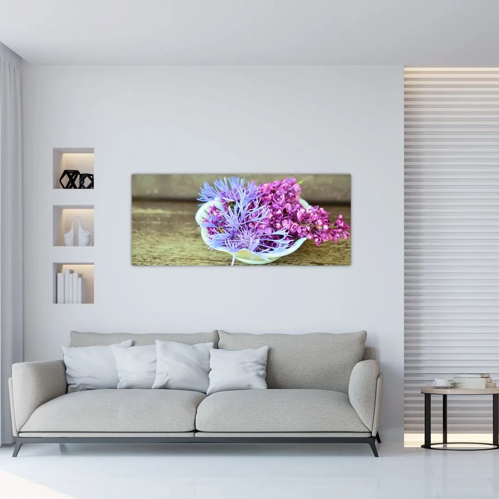 Tablou - plantă violetă (120x50 cm), în 40 de alte dimensiuni noi