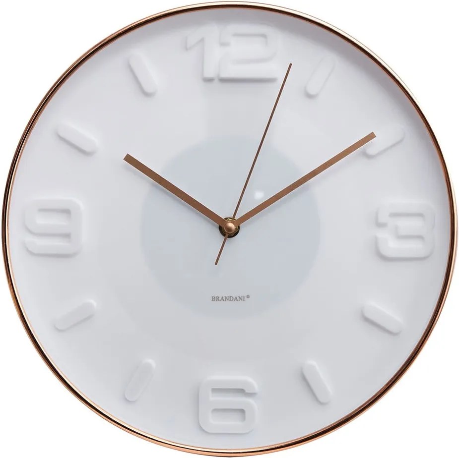 Ceas de perete Brandani Rose Gold, alb