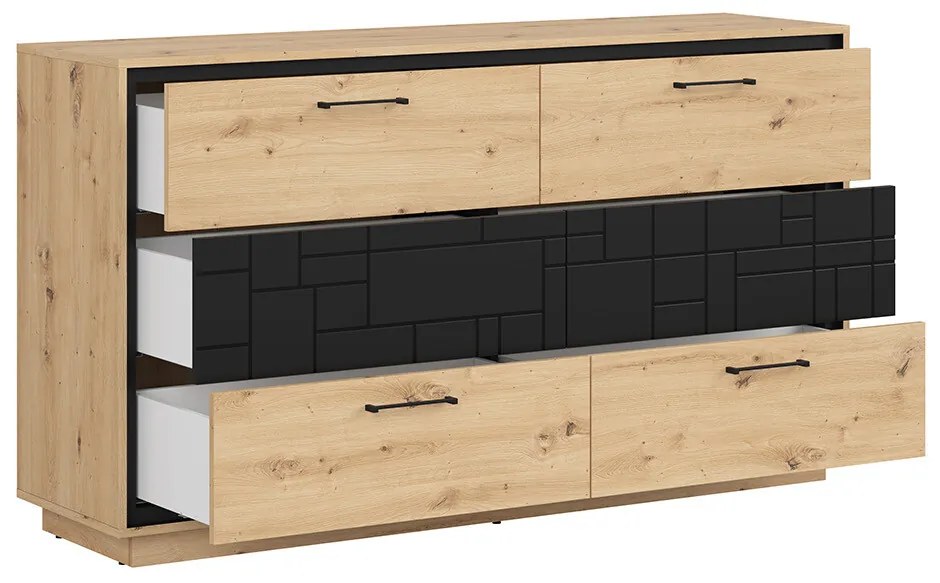 Comodă Pont KOM6S (Stejar artisan + Negru mat). 1063043