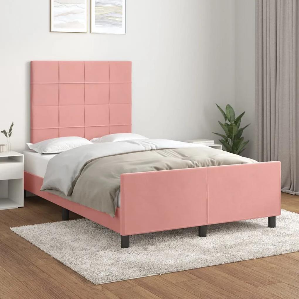 3125750 vidaXL Cadru de pat cu tăblie, roz, 120x200 cm, catifea