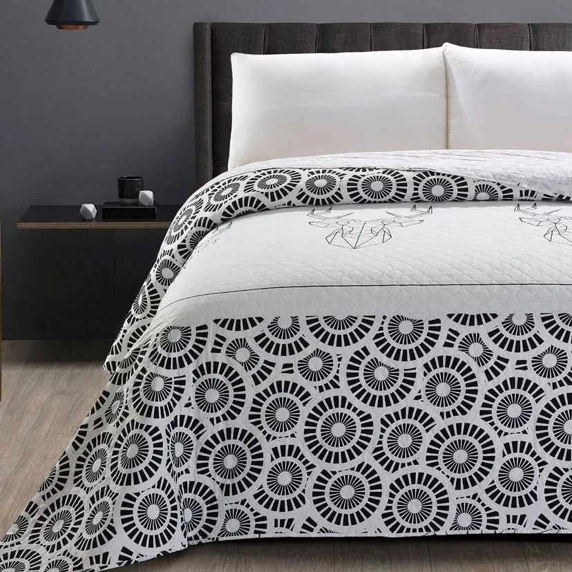 Cuvertură de pat de lux alb-negru pentru un pat dublu Lăţime: 200 cm | Lungime: 220 cm