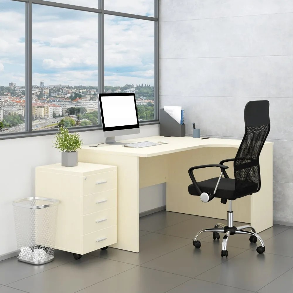 Set mobilier birou SimpleOffice 2, 140 cm, dreapta, mesteacan