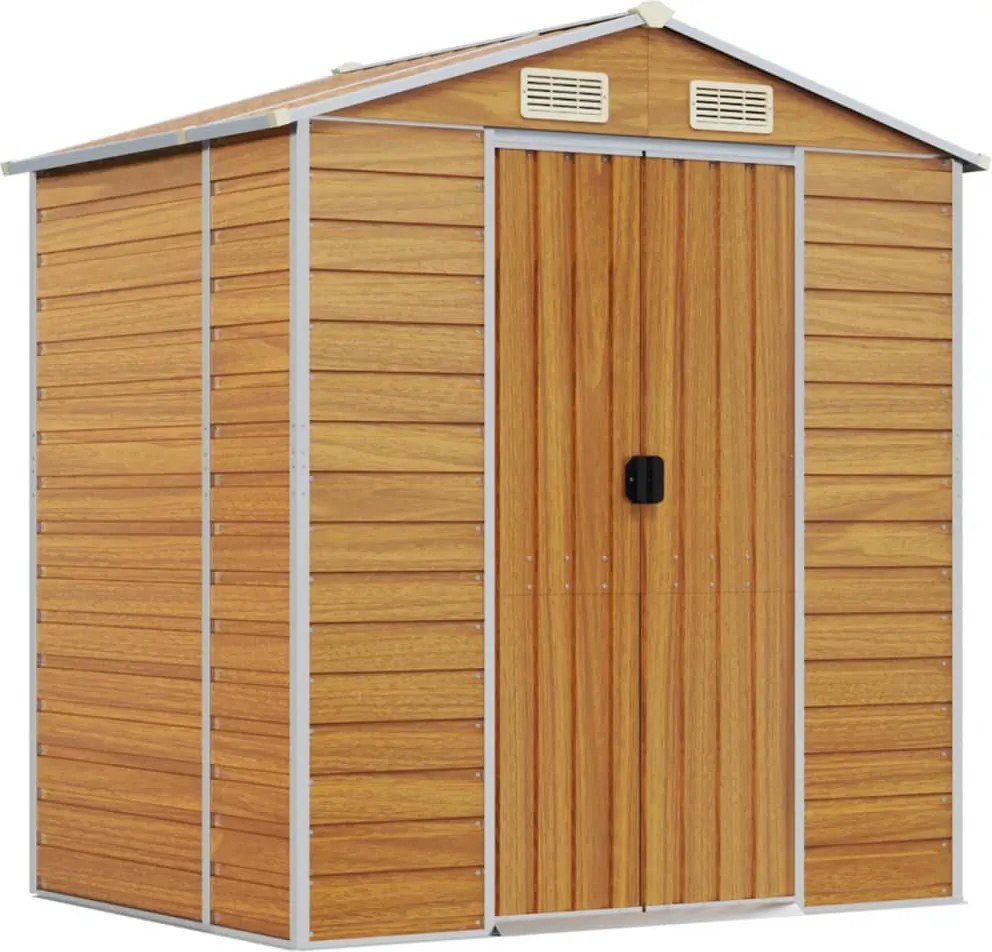 vidaXL Șopron de grădină, maro deschis, 191x130x198 cm oțel galvanizat