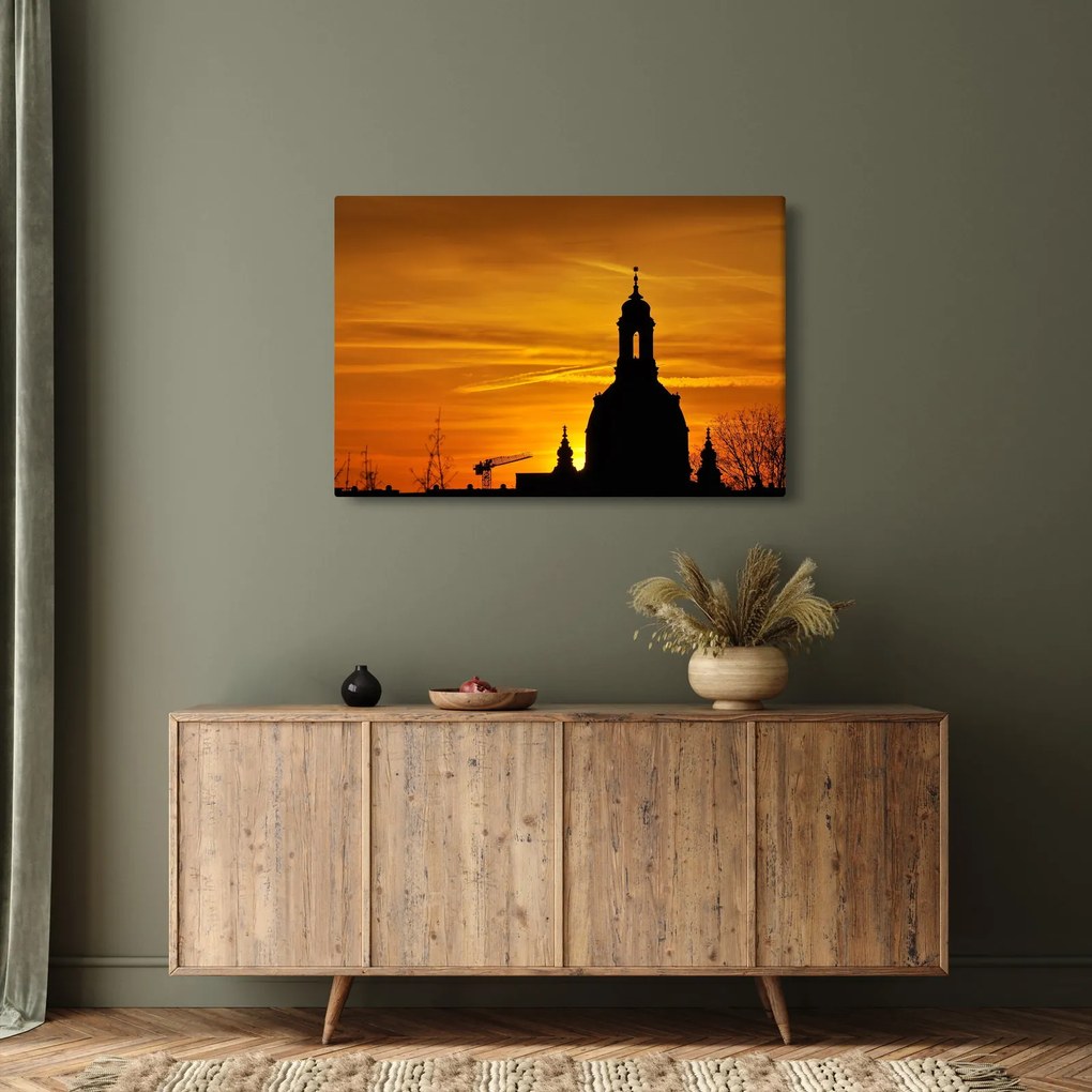Tablou cu biserică în apus de soare (90x60 cm)