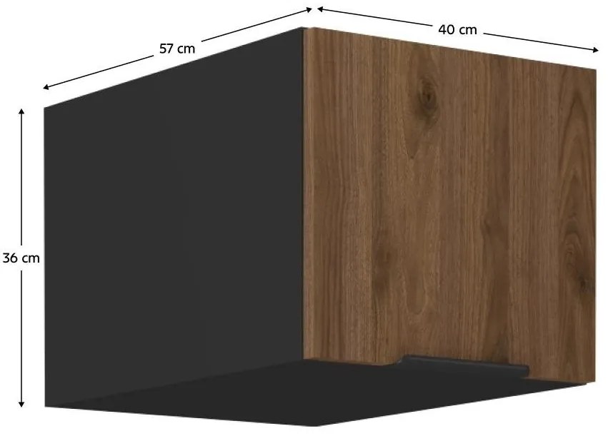 Dulap superior de bucătărie Monzesa 40 NAGU 36 1F (nuc okapi + negru) . 1096963