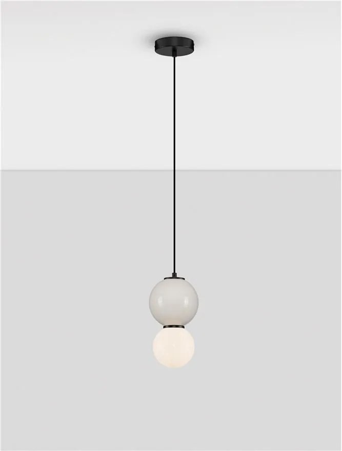 Pendul LED decorativ portelan gri deschis, sticla alb, NOESIS