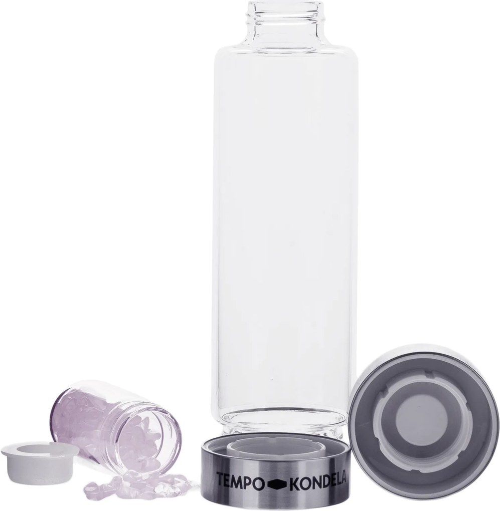 TEMPO-KONDELA CRYSTAL, flacon de sticlă cu cristale roz, 500 ml