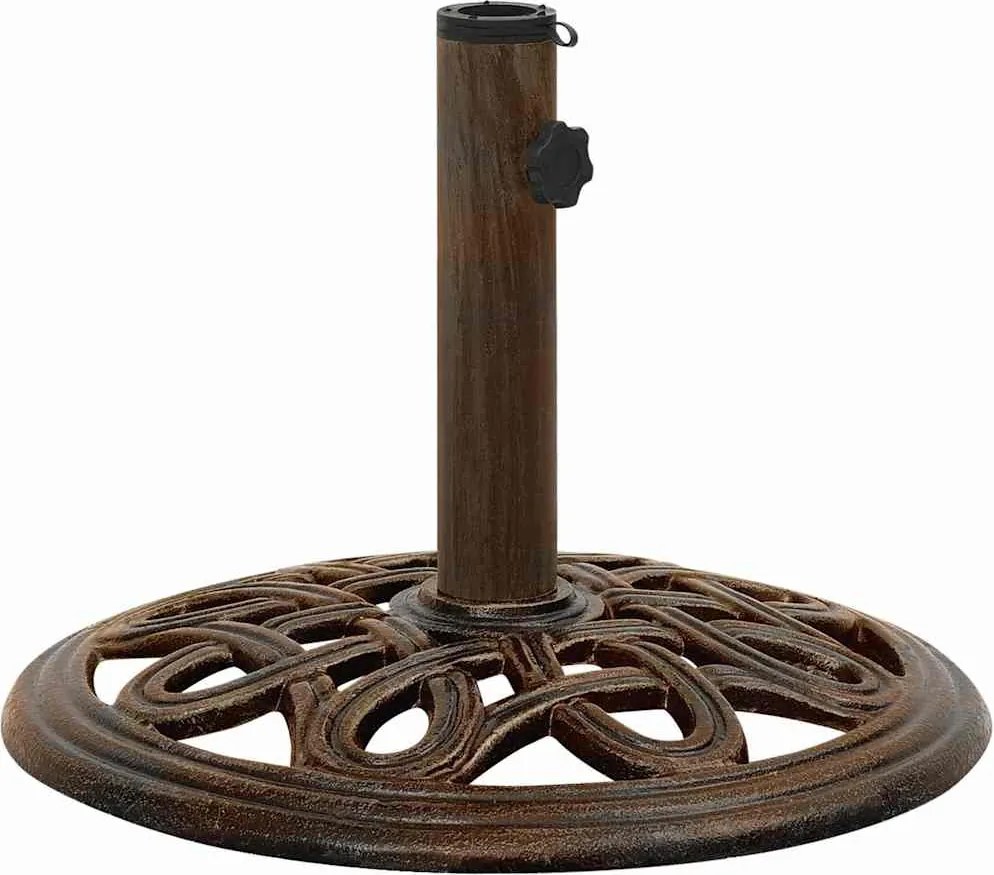 vidaXL Suport de umbrelă, bronz, 40x40x32 cm, fontă