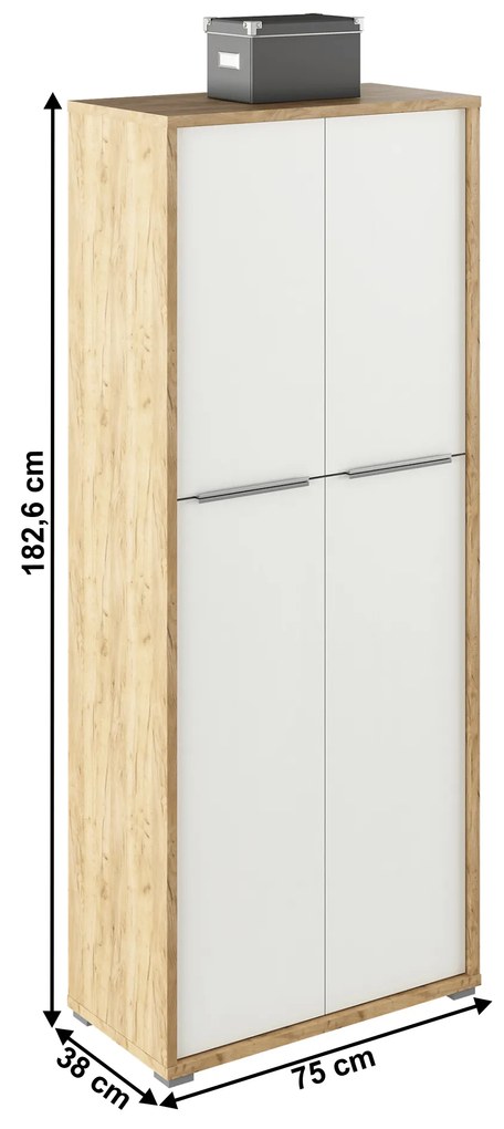 Dulap cu rafturi Rumia 07 (stejar artisan + alb). 1064676