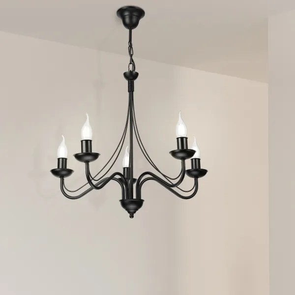 Candelabru cu lanț ANTON 5xE14/15W/230V negru