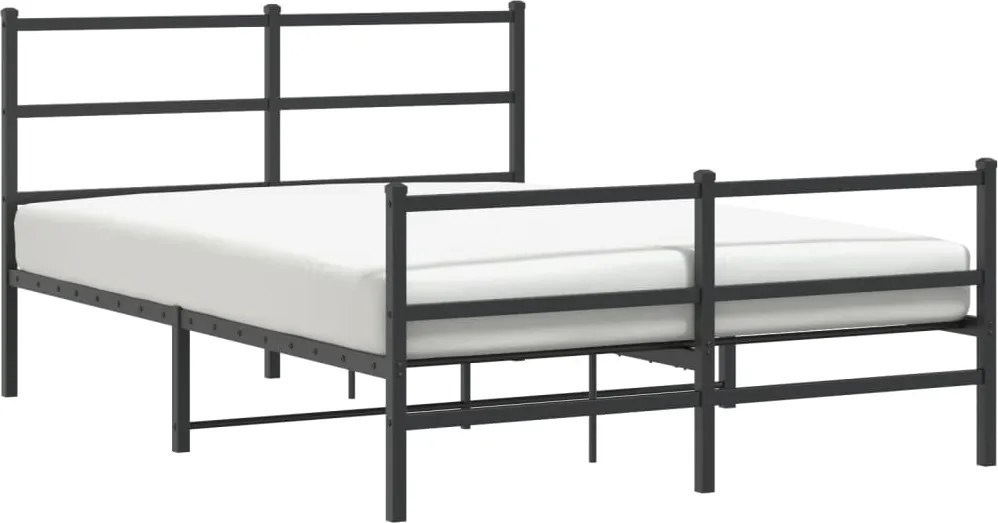 vidaXL Cadru pat metalic cu tăblie de cap/picioare , negru, 140x190 cm