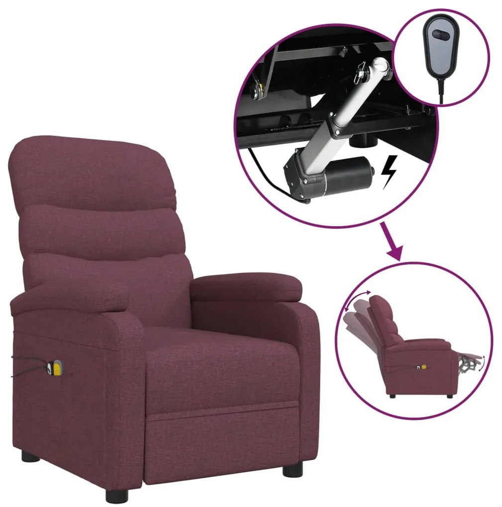 3073701 vidaXL Fotoliu electric de masaj, violet, material textil