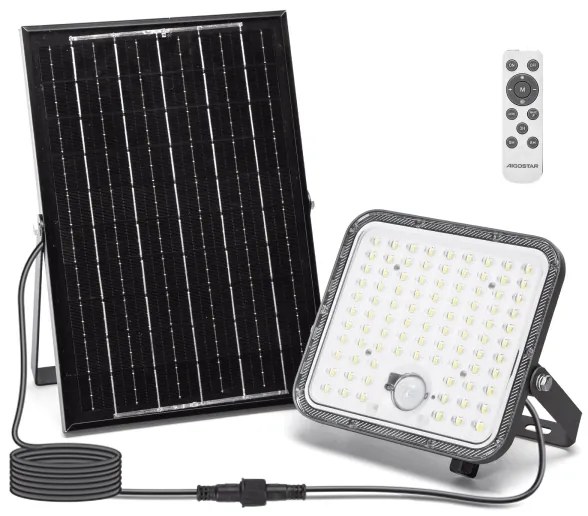 Aigostar - Proiector solar LED reglabil cu senzor, 120W, 3,4V, IP66 + telecomandă