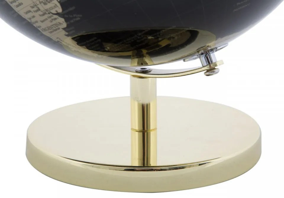 Decoratiune glob negru/auriu din metal, ∅ 25 cm, Globe Mauro Ferretti