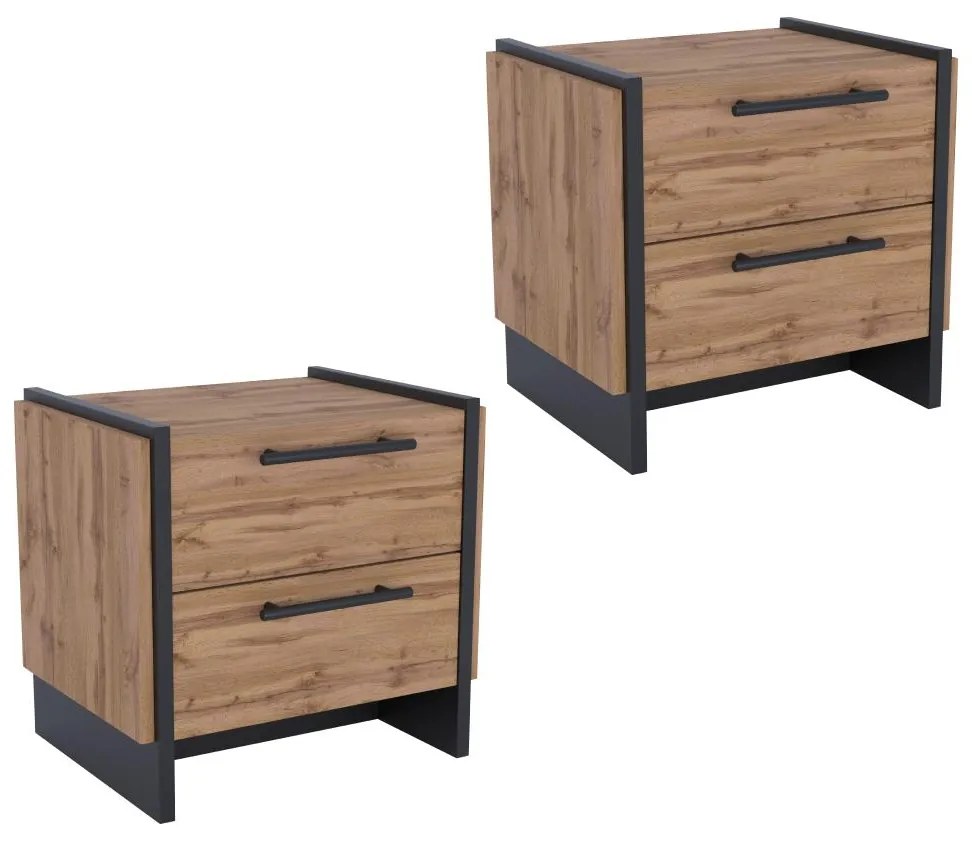 Set 2buc noptiere Adivinaba (stejar wotan + negru). 1116761