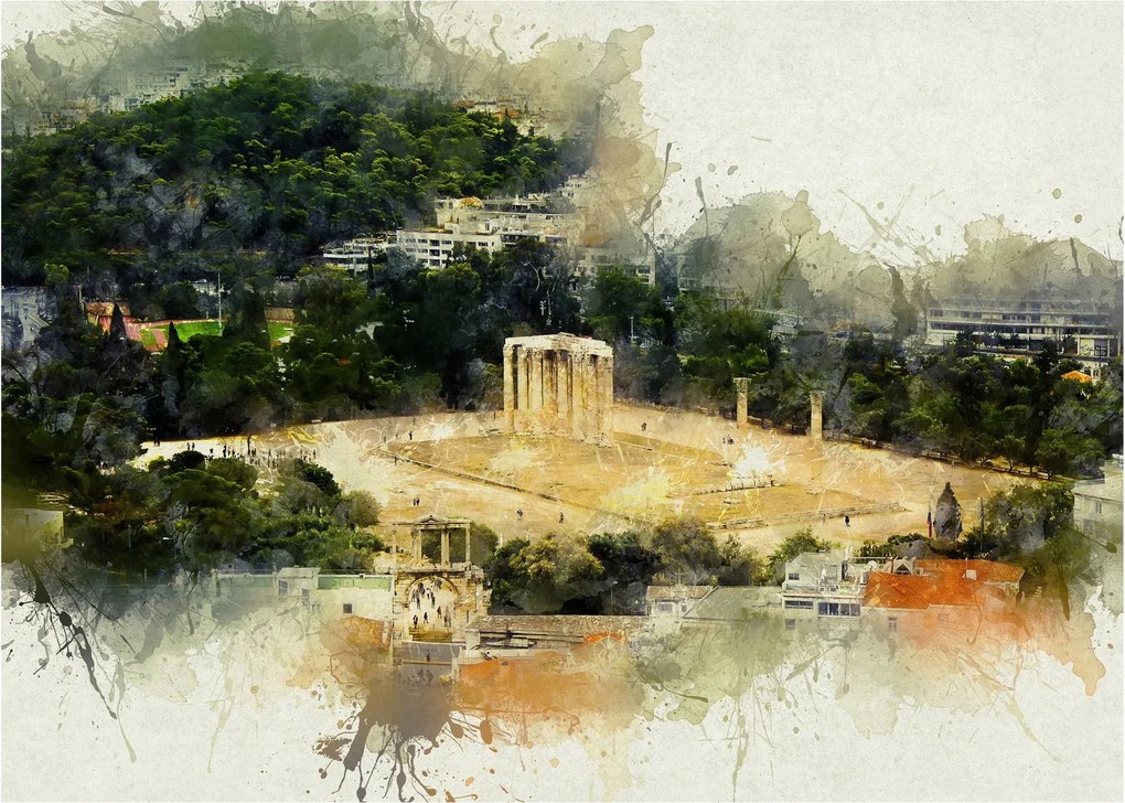 Tablou pe sticlă - Templul lui Zeus, Atena, Grecia (70x50 cm)