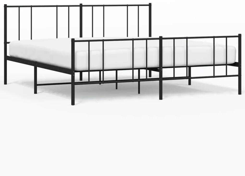 352502 vidaXL Cadru pat metalic cu tăblie de cap/picioare, negru, 180x200 cm