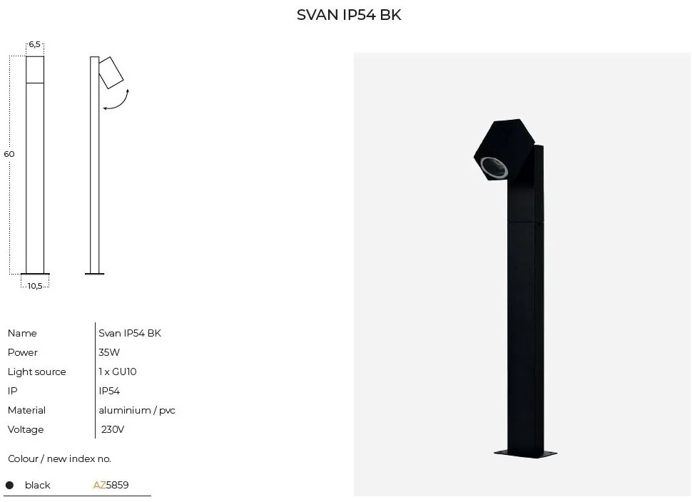 Stalp iluminat exterior modern IP54 SVAN