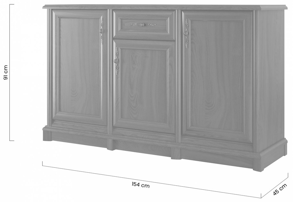 Comodă Sonata 150 cm pentru birou cu sertar - castan nobil