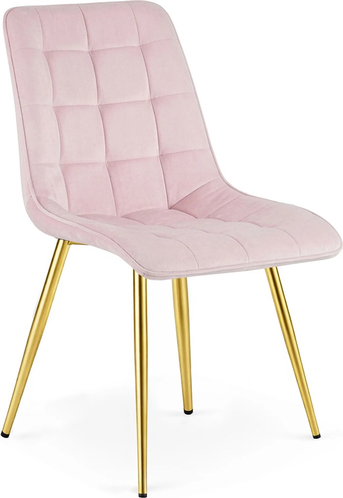 Scaun Bucatarie/Dining Spirit Catifea Roz Deschis, Picioare Metalice, Finisaj Auriu