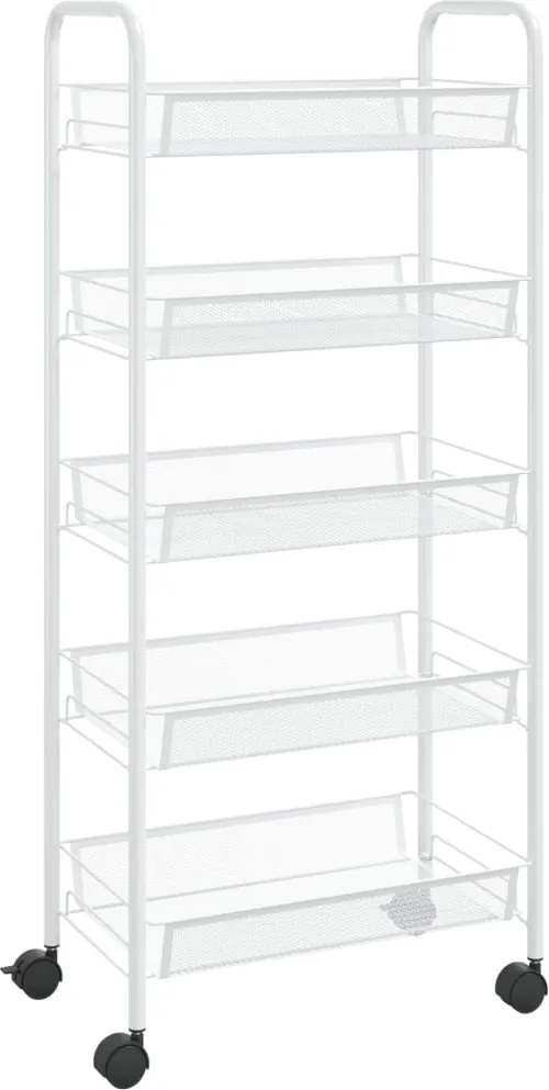 vidaXL Cărucior de bucătărie, 5 niveluri, alb, 46x26x105 cm, fier