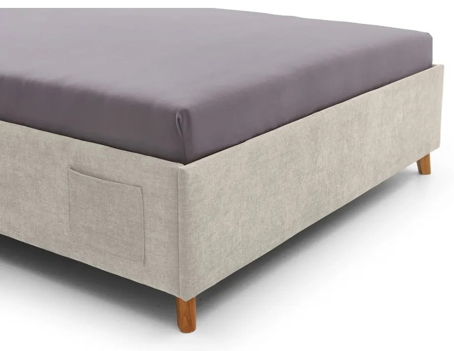 Pat pentru copii bej tapițat fără somieră 140x200 cm Fun – Meise Möbel