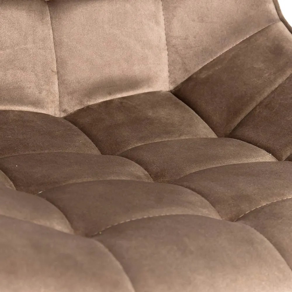 Scaun living elegant din catifea cu bază metalică BUC 206 maro