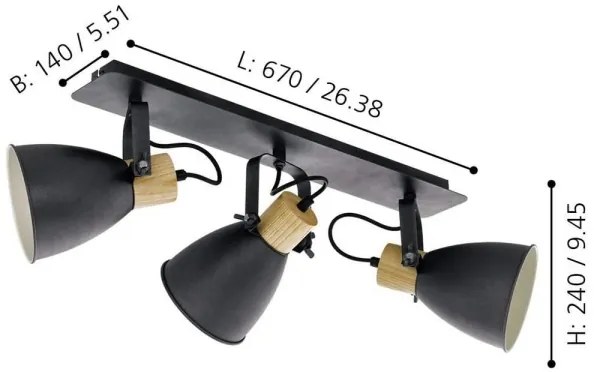 Eglo 99076 - Lampă spot COSWARTH 3xE27/40W/230V