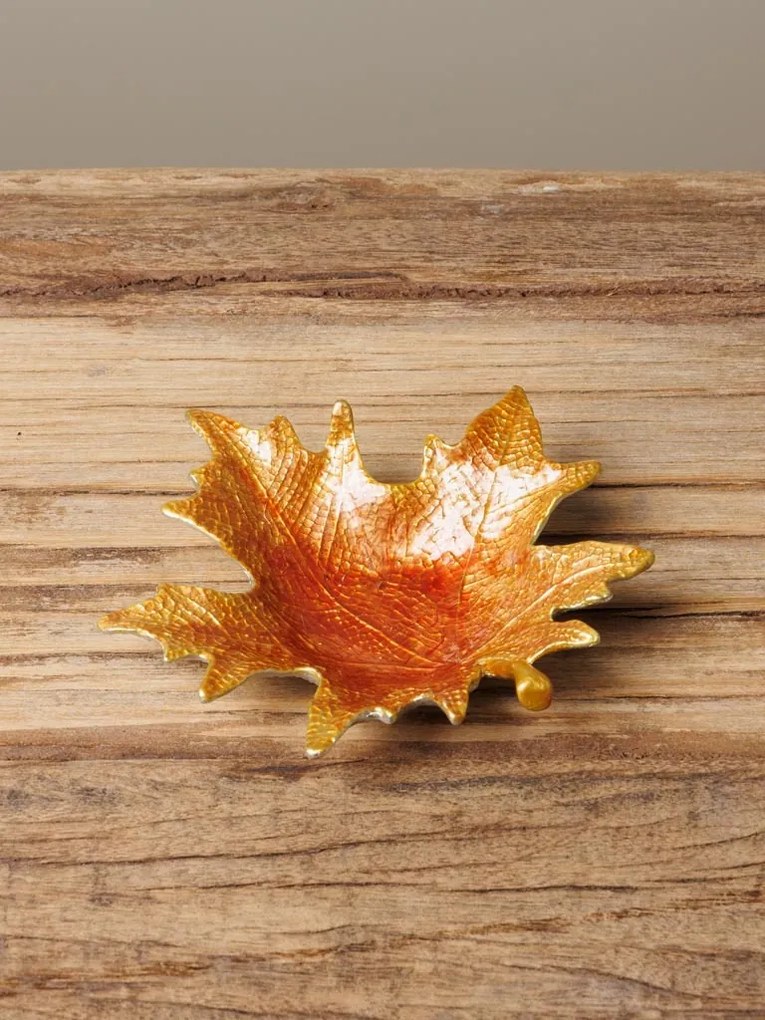 Tavita decorativa, forma de frunza, din cositor, 12 cm, Autumn