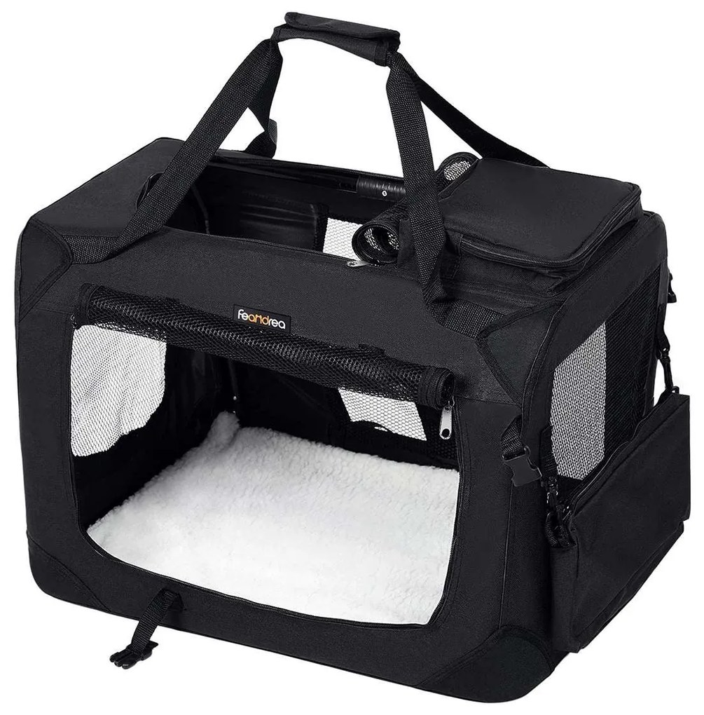 Geanta de transport pentru animale de companie pliabil din material textil, S, negru