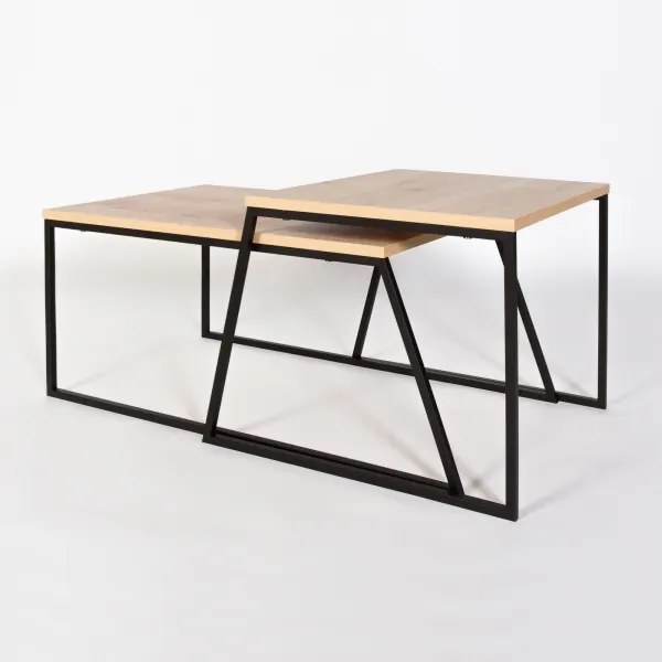 SET 2x măsuță de cafea PAL bej/negru