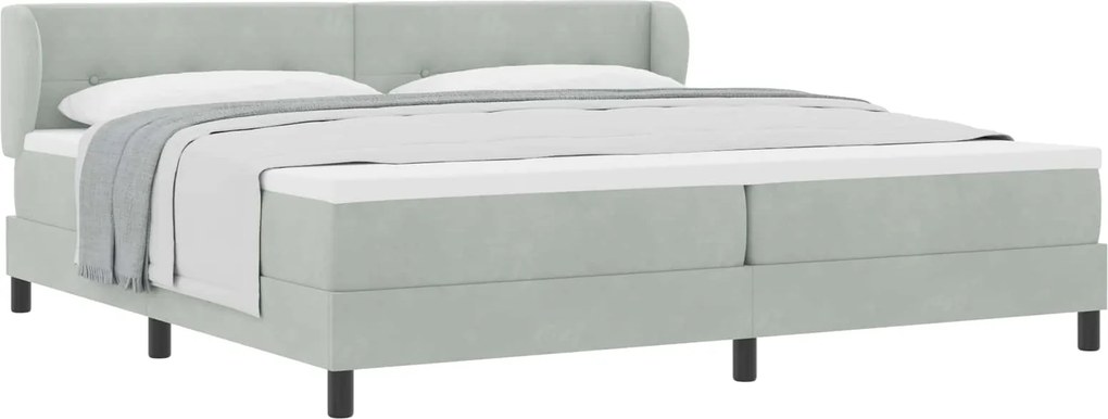 vidaXL Pat cu arcuri cu saltea Gri deschis 200 x 200 cm Catifea