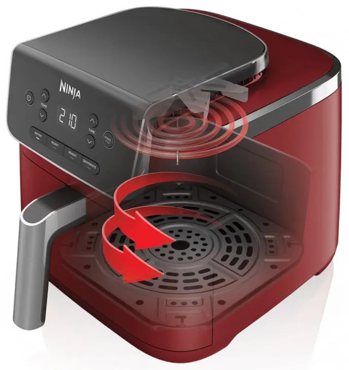 Friteuza cu aer cald Ninja AF140EUCM PRO, 1750W, 4.7 L, 40-240°C, 4 programe, Timer, AirCrisp, Acoperire antiaderenta, Bordeaux