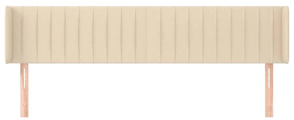 Tablie de pat cu aripioare, crem, 203x16x78 88 cm textil 1, Crem, 203 x 16 x 78 88 cm
