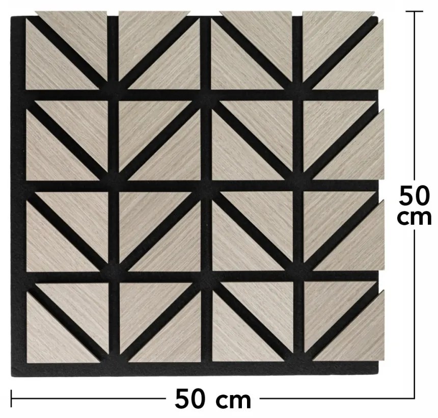 Panou riflaj acustic decorativ, MDF si pasla, AC36, 50x50x1.8cm, Gri