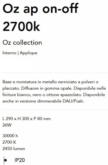 Aplica LED design circular Oz ap on-off 2700k alba