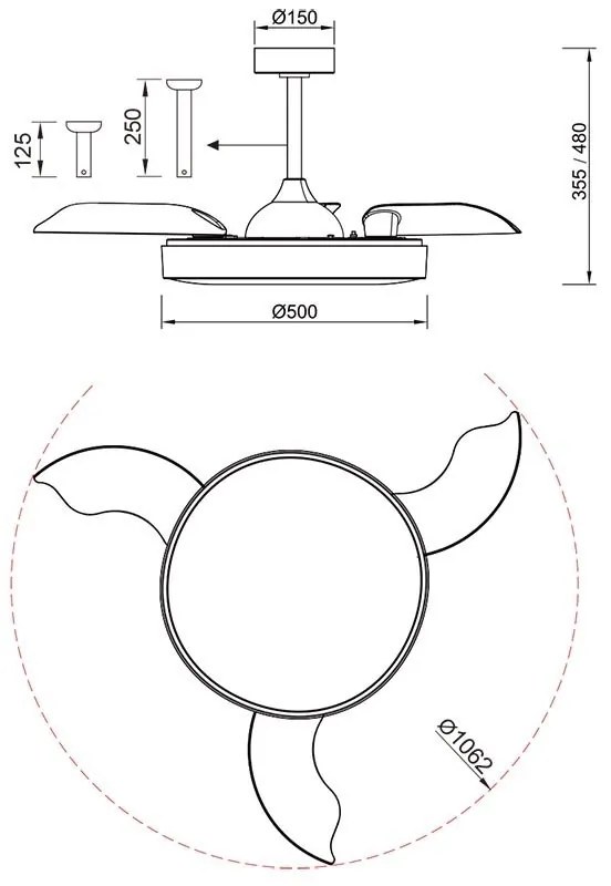 Lustra LED CCT cu ventilator si telecomanda ALASKA negru MA-8754
