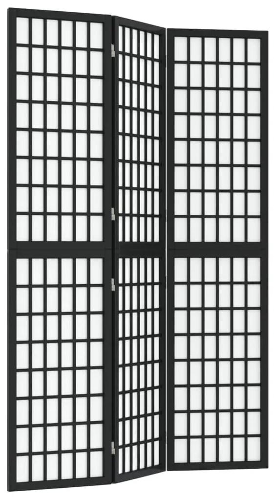 352079 vidaXL Paravan pliabil cu 3 panouri, stil japonez, negru, 120x170 cm