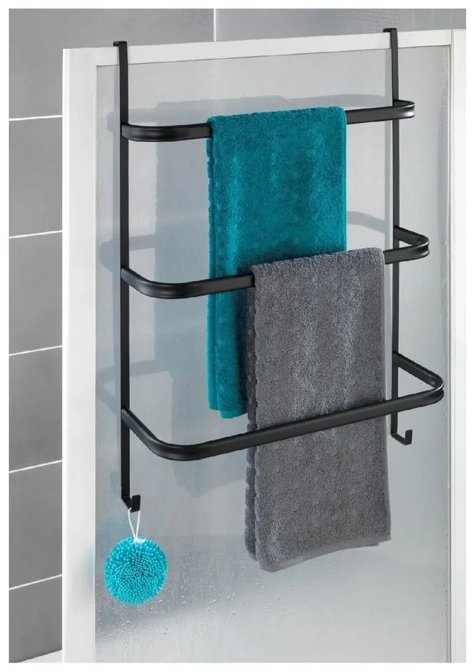 Suport pentru prosoape Wenko Towel Holder Black, 21 x 54 cm, negru