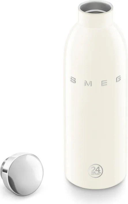 Sticla termos SMEG Clima 50's Style WBF01CR, 500 ml, Inchidere ermetica, Pereti dubli, Otel inoxidabil 18/8, Crem