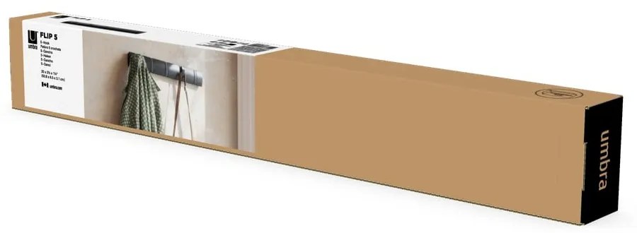 Cuier de perete negru din lemn masiv de plop Flip – Umbra