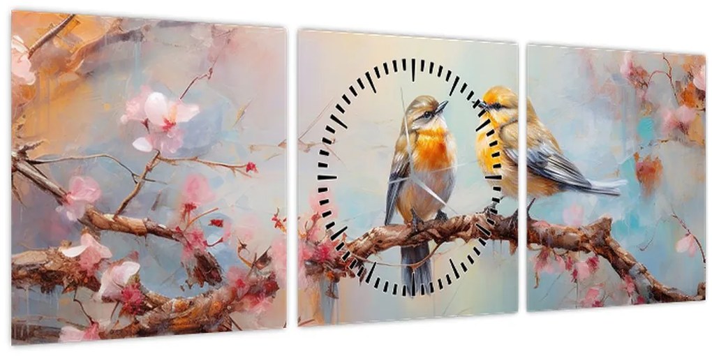 Tablou - Porumbeii (cu ceas) (90x30 cm)