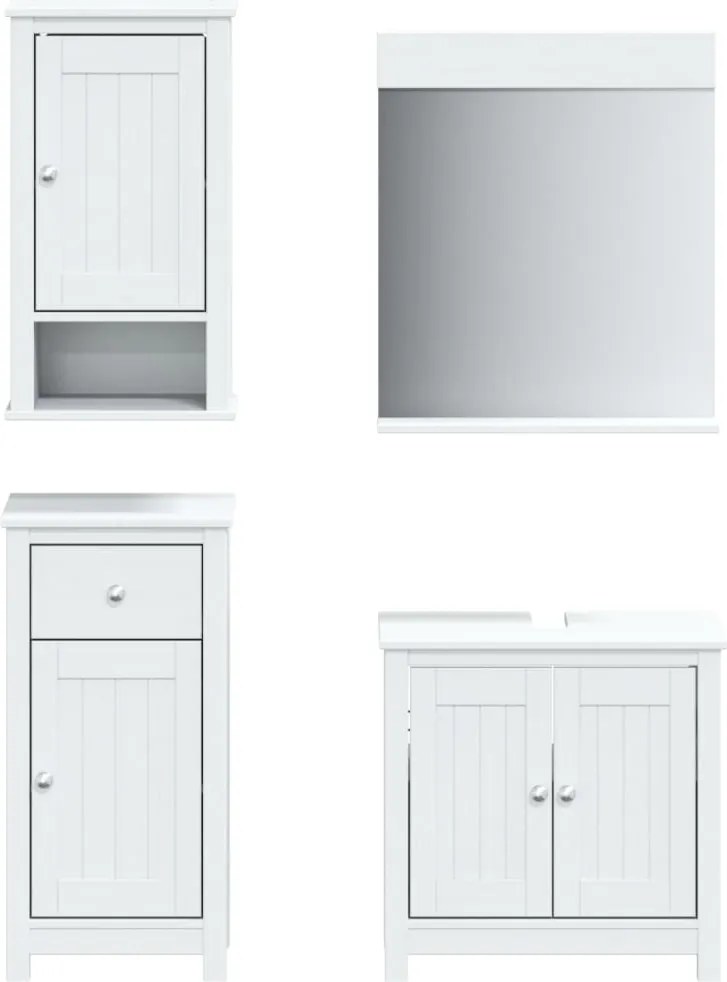 vidaXL Set mobilier baie BERG, 4 piese, alb, lemn masiv de pin