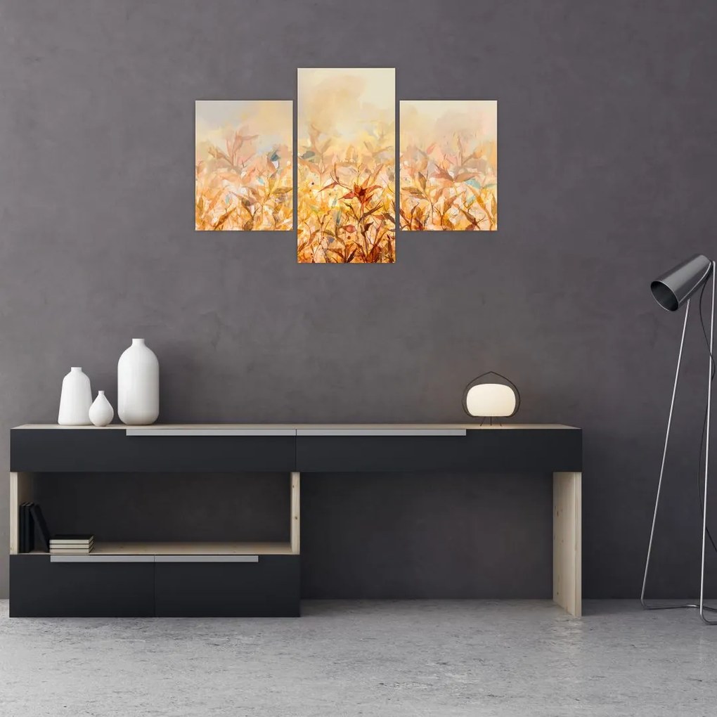 Tablou - Frunze în culori de toamnă, pictură în ulei (90x60 cm)
