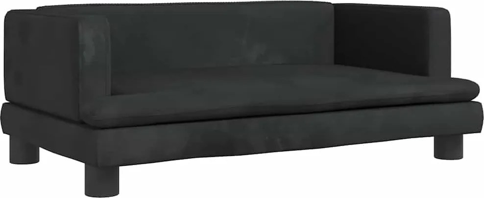 vidaXL Pat de câini, negru, 80x45x30 cm, catifea