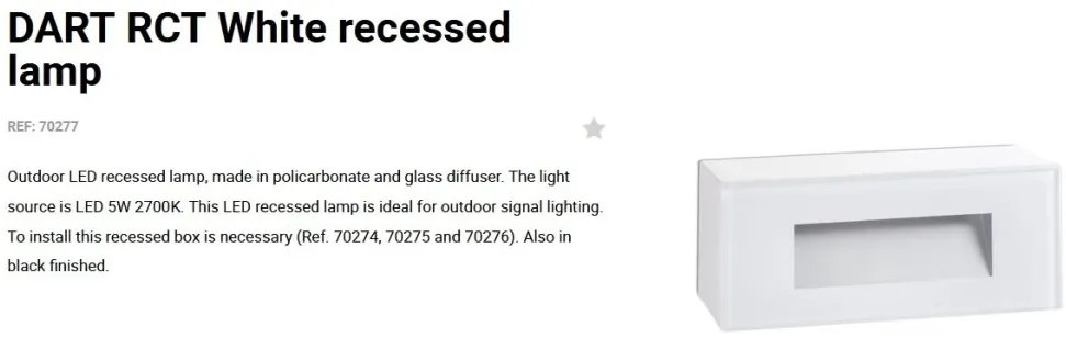 Spot LED incastrabil de exterior IP65 iluminat ambiental DART RCT alb