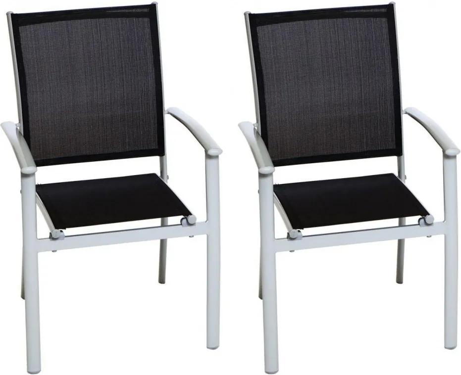 Set de 2 scaune Milano Klassik aluminiu/textile, negru, 90 x 57 x 56 cm