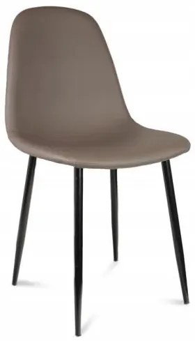 Scaun tip scandinav, tapitat, piele ecologica, model cusatura pe spate, bej si negru, max 100 kg, 44x52x85 cm, Vigo